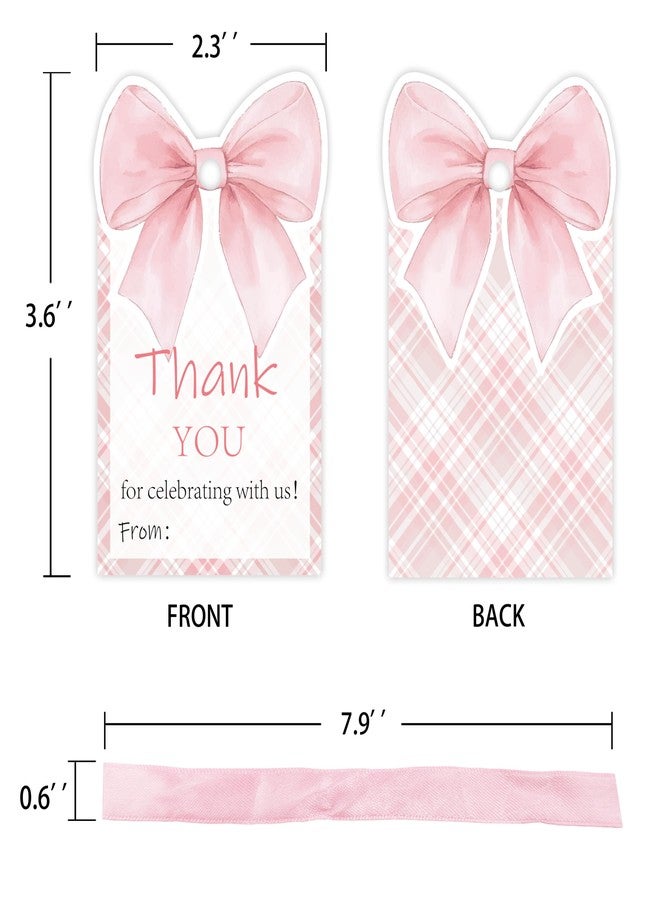 Aukolass 50 Pcs Pink Bow Thank You Gift Tags with Ribbon, Thank You for Celebrating with Us Tags for Coquette Baby Shower Birthday Party Favors Decoration (Pink Ribbon, 2.3 * 3.6) - Image 2